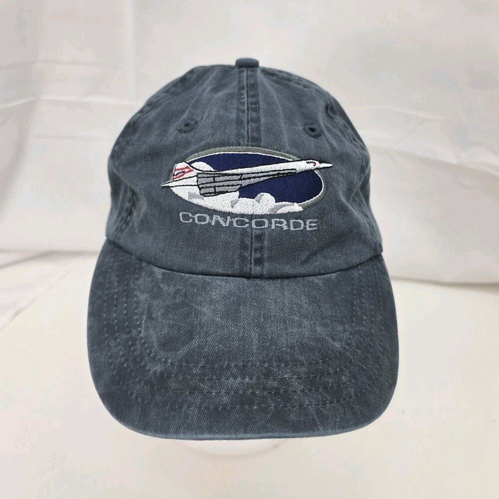 Concorde Jet Hat Cap Embroidered Aviation Supersonic Airplane Dad Hat Blue